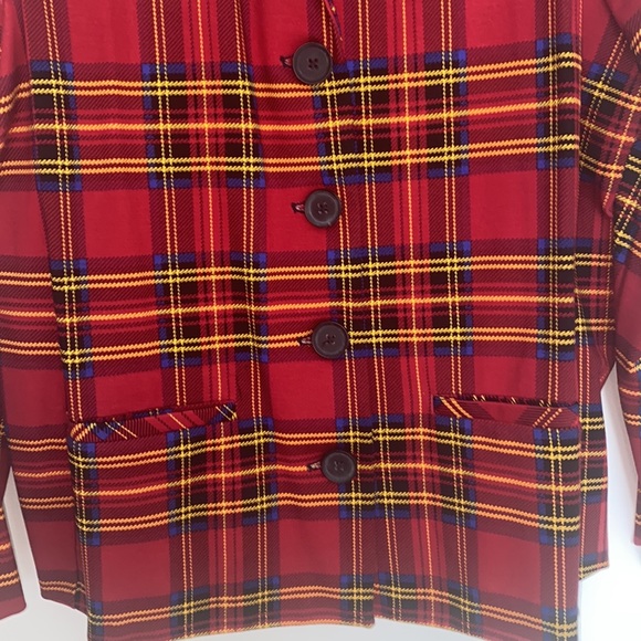 Betsey Johnson Torrid Collaboration Red Plaid Ponte Blazer Jacket - Picture 7 of 9